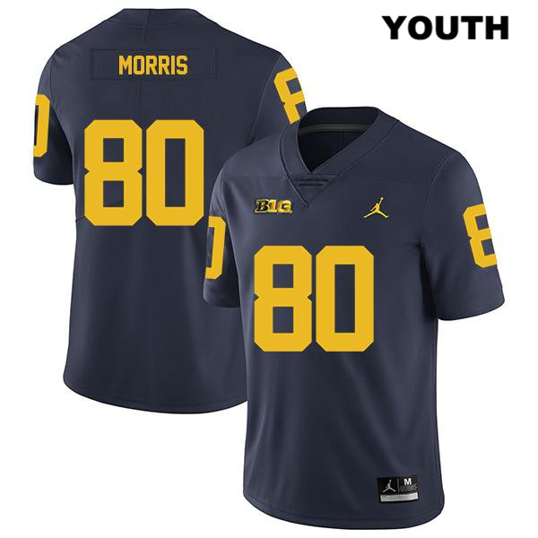 Youth NCAA Michigan Wolverines Mike Morris #80 Navy Jordan Brand Authentic Stitched Legend Football College Jersey UR25M78ZZ